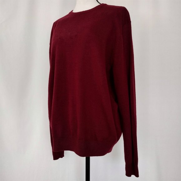 Jos A Bank Maroon Crew Neck Merino Wool Blend Sweater - Picture 4 of 11